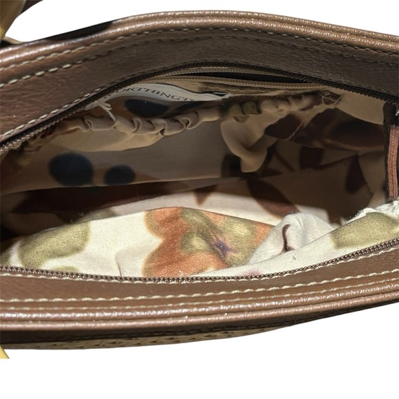 Worthington Brown Leather Woven Bag Set With Wooden Handles cruise tropical - Picture 5 of 9